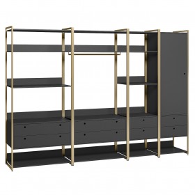 Closet Industrial Olivar 1 Porta 8 Gavetas Preto - Olivar Móveis