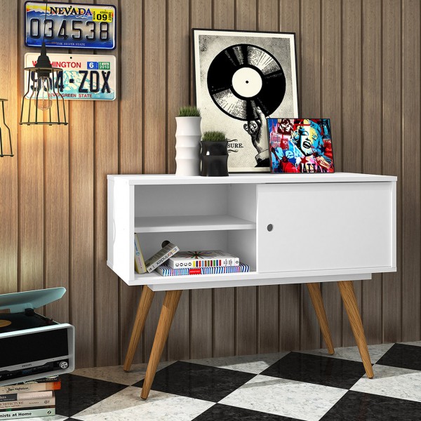 Bancada Retro 60 1 Porta 1 Prateleira Branco - Olivar Móveis