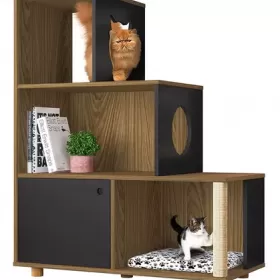 Estante Pet Siames 1 Porta 4 Prateleiras Mel/Freijó/Preto - Olivar Móveis