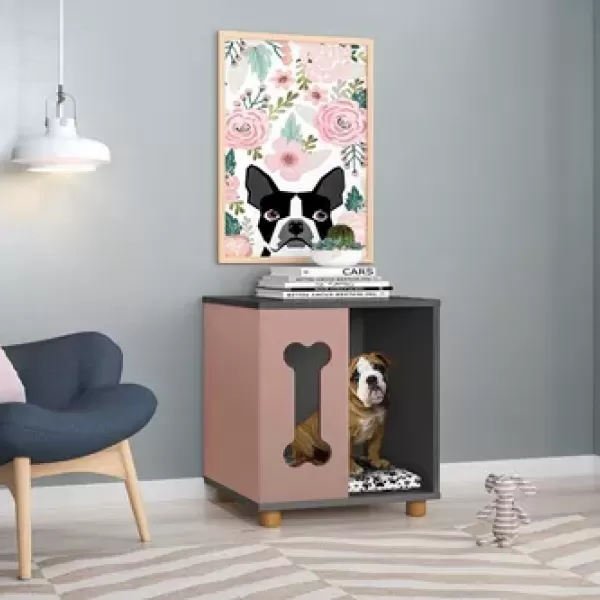 Mesa Lateral Pet Golden Grafito/Rose - Olivar Móveis