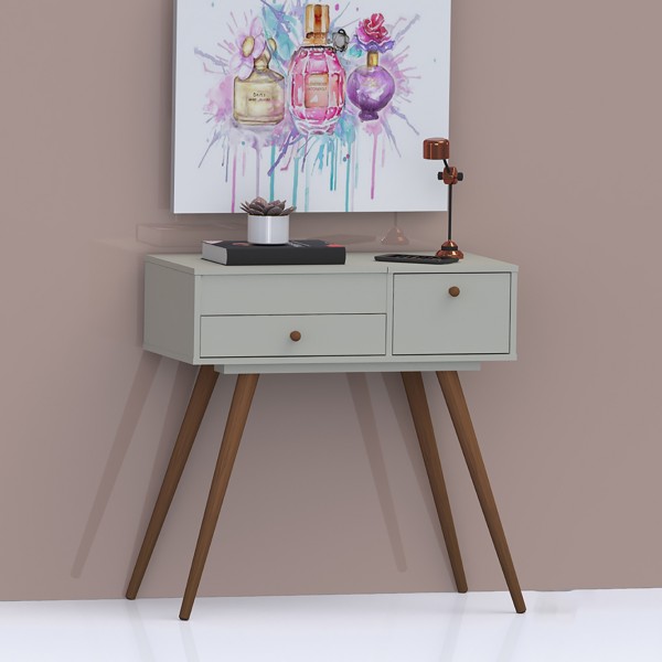 Penteadeira Retro Cristal 2 Gavetas Off White - Olivar Móveis