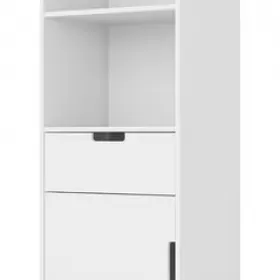 Estante Retrô Vintage Box 1 Porta 1 Gaveta Branco - Olivar Móveis