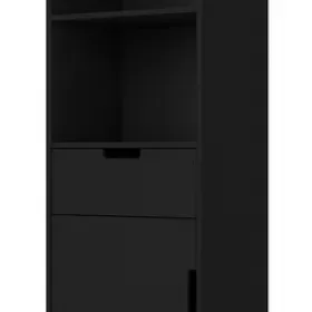 Estante Retrô Vintage Box 1 Porta 1 Gaveta Preto - Olivar Móveis