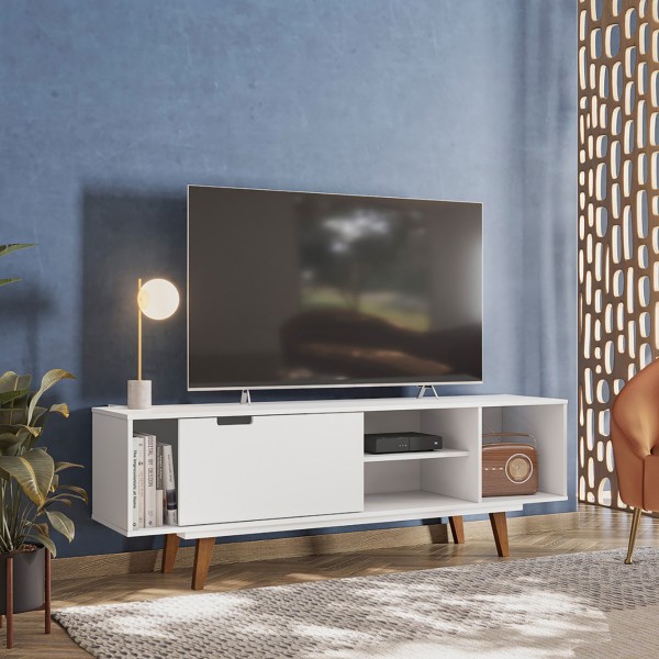 Rack Vintage óregon Até 60 Polegadas 1 Porta Branco - Olivar Móveis