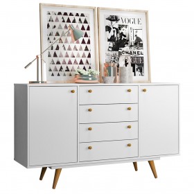 Buffet Retro California 2 Portas 4 Gavetas Branco - Olivar Móveis