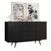 Buffet Retro California 2 Portas 4 Gavetas Preto - Olivar Móveis