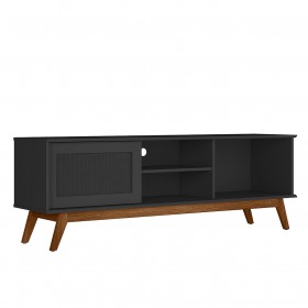 Rack Retro Panama Até 60 Polegadas 1 Porta Preto - Olivar Móveis