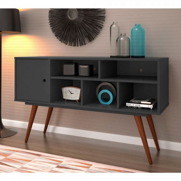 Bancada Retro 75 Até 50 Polegadas 1 Porta Preto - Olivar Móveis