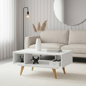 Mesa Centro Retro 45 2 Nichos Branco - Olivar Móveis