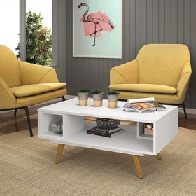 Mesa Centro Retro 45 2 Nichos Branco - Olivar Móveis