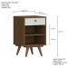 Mesa de Cabeceira Retro Plus 1 Gaveta Conhaque/Carvalho/Off White - Olivar Móveis