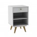 Mesa de Cabeceira Retro Plus 1 Gaveta Branco - Olivar Móveis