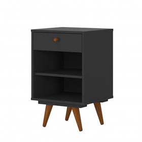 Mesa de Cabeceira Retro Plus 1 Gaveta Preto - Olivar Móveis
