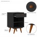 Mesa de Cabeceira Retro Plus 1 Gaveta Preto - Olivar Móveis