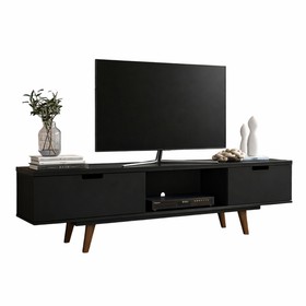 Rack Retrô Vintage Box Até 65 Polegadas 2 Gavetas Preto - Olivar Móveis