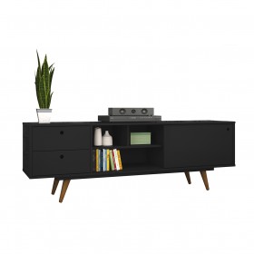 Rack Retro 85 Até 60 Polegadas 1 Porta Preto - Olivar Móveis