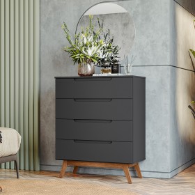 Cômoda Retrô com 4 Gavetas Alpi - Preto