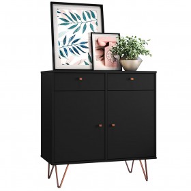 Aparador Retro Metal Onix 2 Portas 2 Gavetas Preto - Olivar Móveis