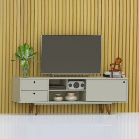 Rack Retro 85 Até 60 Polegadas 1 Porta Off White - Olivar Móveis