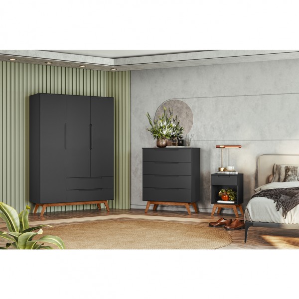 Conjunto Quarto Solteiro Alpi - Preto