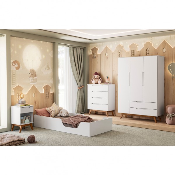 Quarto Infantil Completo Alpi 3 Portas 7 Gavetas Branco