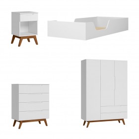 Quarto Infantil Completo Alpi 3 Portas 7 Gavetas Branco