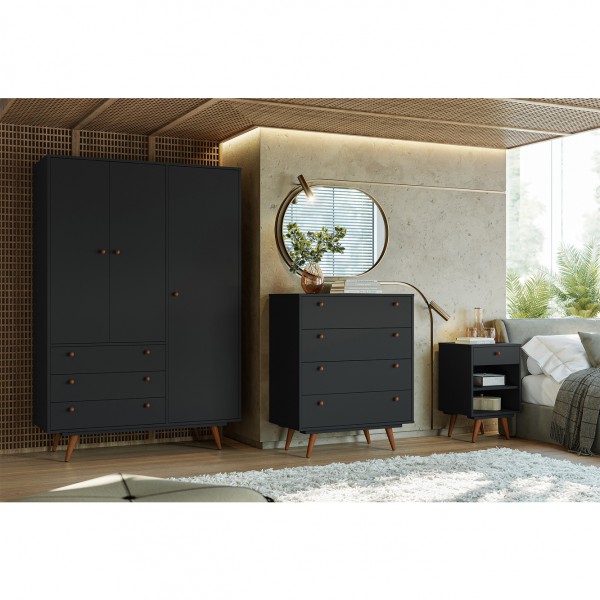 Conjunto Quarto Retro Plus Adulto - Preto