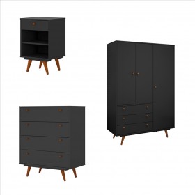 Conjunto Quarto Retro Plus Adulto - Preto