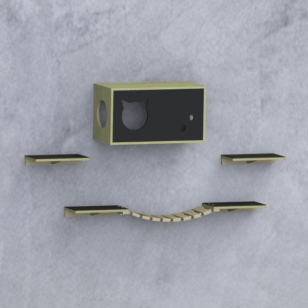 Kit Pet Cat Pinus Ac Preto Ac - Olivar Móveis