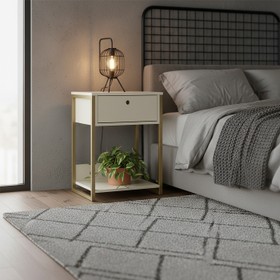 Mesa de Cabeceira Industrial Off White - Olivar Móveis