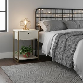 Mesa de Cabeceira Industrial Off White - Olivar Móveis