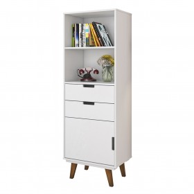 Estante Vintage Paris 1 Porta 2 Gavetas Branco - Olivar Móveis