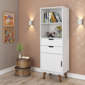 Estante Vintage Paris 1 Porta 2 Gavetas Branco - Olivar Móveis