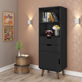 Estante Vintage Paris 1 Porta 2 Gavetas Preto - Olivar Móveis