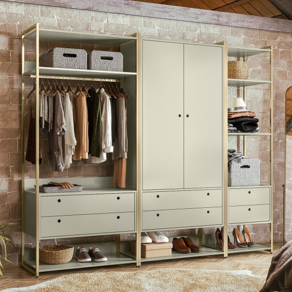 Closet Industrial Olivar 2 Portas 6 Gavetas Off White Olivar móveis