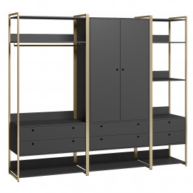 Closet Industrial Olivar 2 Portas 6 Gavetas Preto Olivar móveis