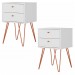 Kit Mesa de Cabeceira Retrô Pés Metal Bled Branco - Olivar Móveis