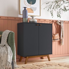 Sapateira Retrô Versalhes 50 2 Portas 10 Prateleiras Preto - Olivar Móveis