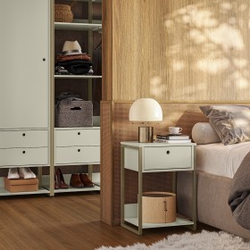 Kit Mesa de Cabeceira Industrial Gaveta Off White - Olivar Móveis