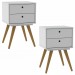 Kit Mesa de Cabeceira Retrô 2 Gavetas Branco - Olivar Móveis
