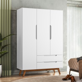 Guarda Roupa Retro Alpi 3 Portas 2 Gavetas Branco - Olivar Móveis