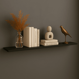 Prateleira Suspensa Uno Line P/Decoração de Ambientes Sala de Estar Quarto Cozinha 160cm Preto - Olivar Móveis