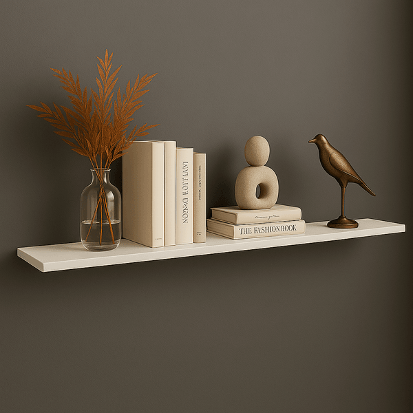 Prateleira Suspensa Uno Line P/Decoração de Ambientes Sala de Estar Quarto Cozinha 160cm Branco - Olivar Móveis