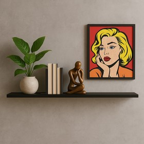 Prateleira Suspensa Uno Line P/Decoração de Ambientes Sala de Estar Quarto Cozinha 135cm Preto - Olivar Móveis