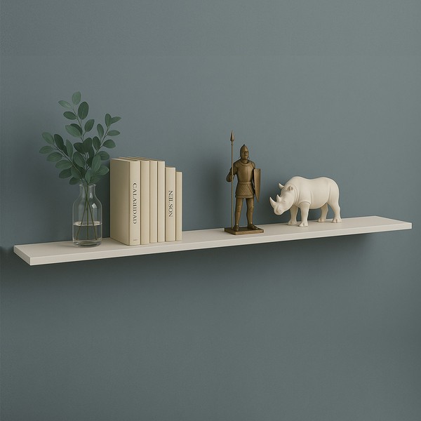 Prateleira Suspensa Uno Line P/Decoração de Ambientes Sala de Estar Quarto Cozinha 180cm Branco - Olivar Móveis