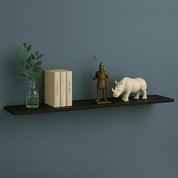 Prateleira Suspensa Uno Line P/Decoração de Ambientes Sala de Estar Quarto Cozinha 180cm Preto - Olivar Móveis