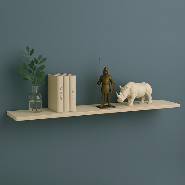 Prateleira Suspensa Uno Line P/Decoração de Ambientes Sala de Estar Quarto Cozinha 180cm Off White - Olivar Móveis