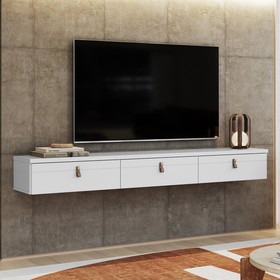 Rack Suspenso Line P/ Tvs Até 65 Polegadas 180cm 3 Portas Branco - Olivar Móveis