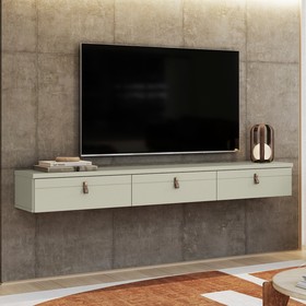 Rack Suspenso Line P/ Tvs Até 65 Polegadas 180cm 3 Portas Off White Bege - Olivar Móveis