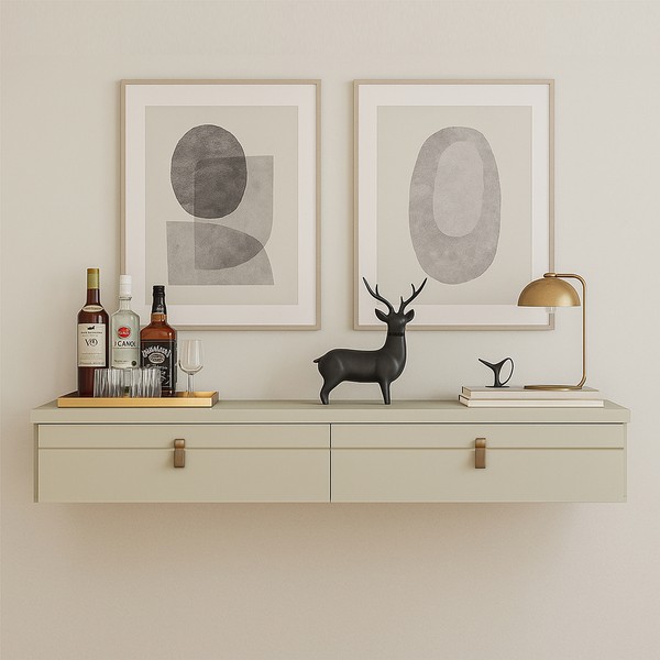 Rack Suspenso Line P/ Tvs Até 50 Polegadas 135cm 2 Portas Off White Bege - Olivar Móveis